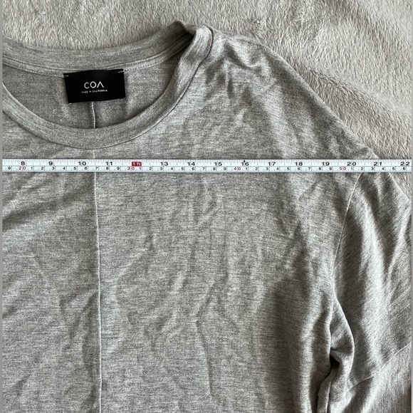 COA Los Angeles anthropologie grey jersey ruffle tunic shift dress size M/L - Picture 3 of 7